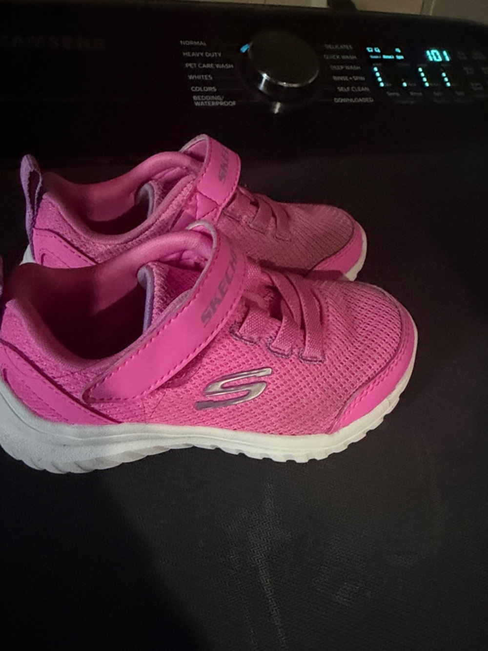 Skechers Bright Pink Mesh Hook-and-Loop Kids' Sneakers